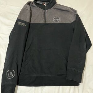 Harley-Davidson Men's Zip-Up Black and Gray Sweater Size Large
